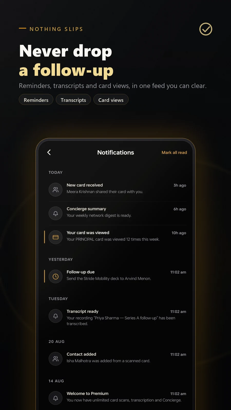 Notifications and reminders for the next conversation
